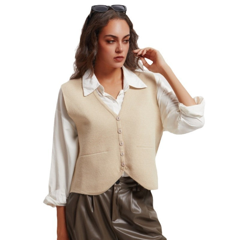 Women's Single-breasted Knitted Cardigan Retro Short