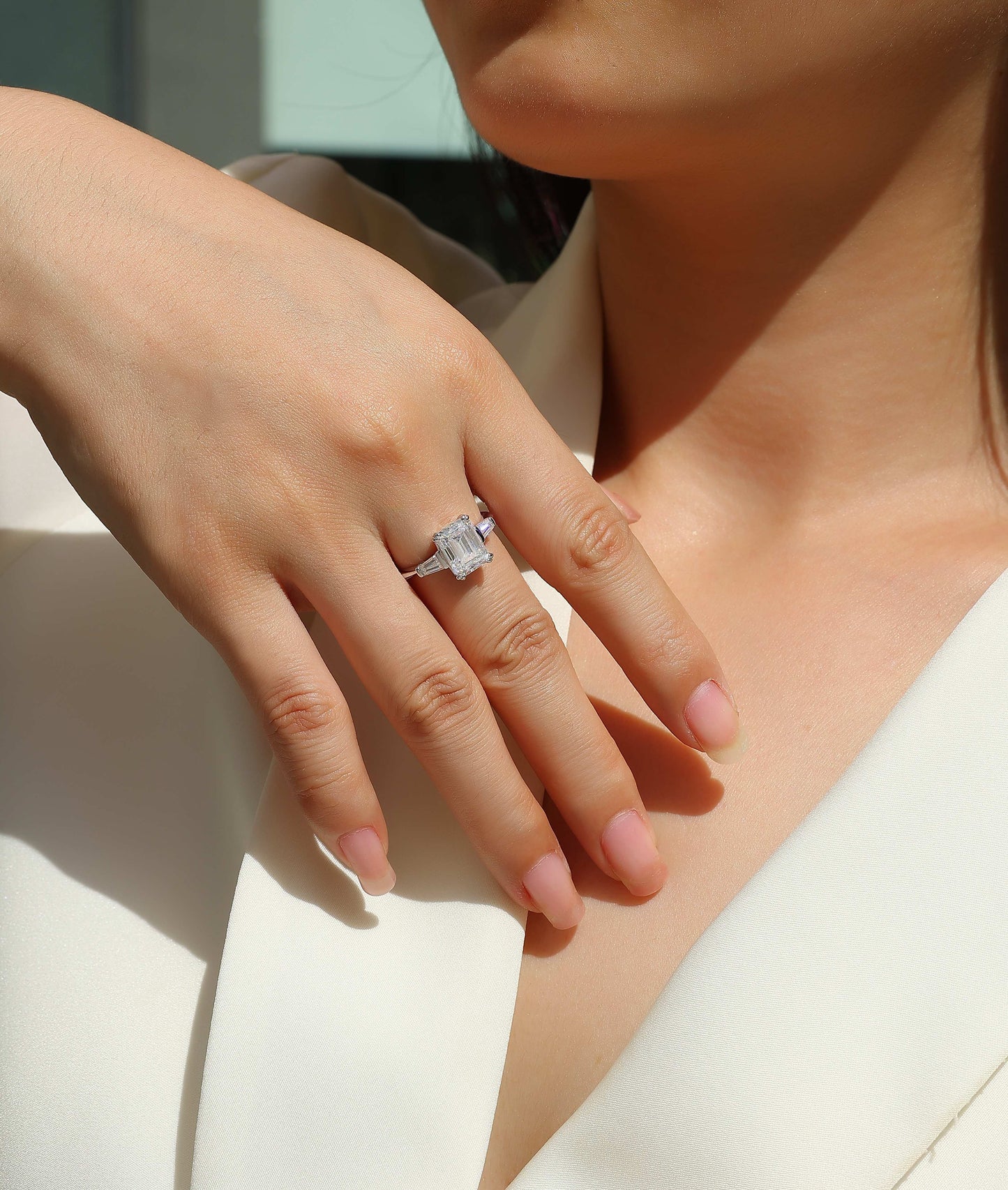 Starry Sky Mirror Moissanite Diamond Ring Set