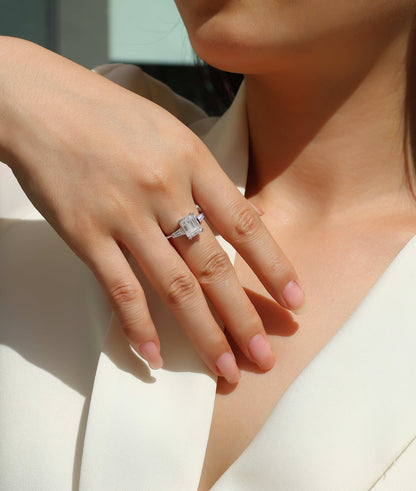 Starry Sky Mirror Moissanite Diamond Ring Set