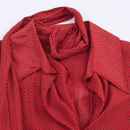 European And American Style Fashionable Simple Printed Bowknot Decoration Shirt