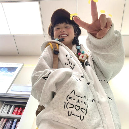 College Style Embroidered Cute Cartoon Hooded Sweatshirt Women's Loose Casual