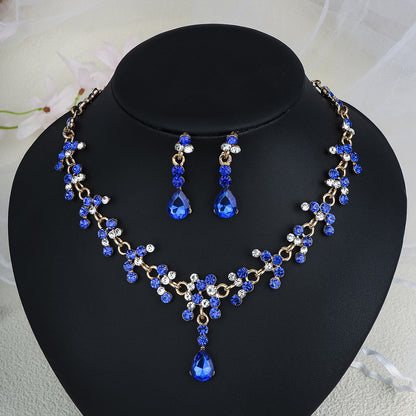 Rhinestone Pearl Earrings & Necklace Set for Women