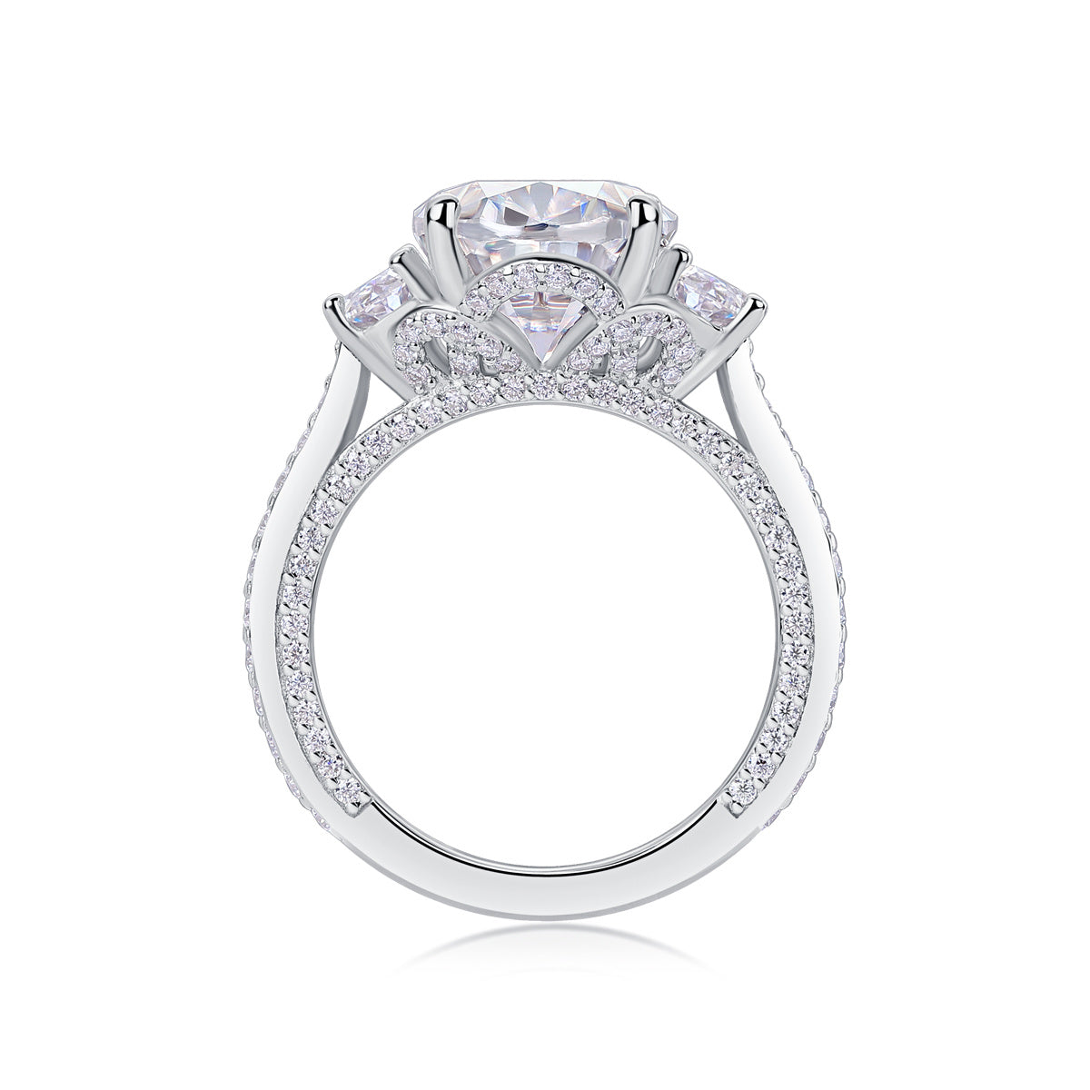 Crown Of Radiance Moissanite Ring – S925 Silver & Platinum
