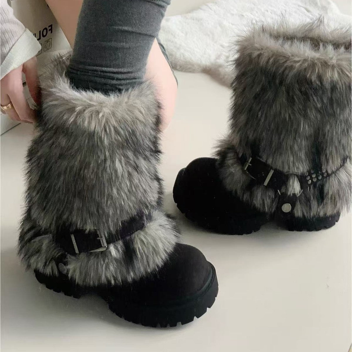 Winter Warm Furry Anti-slip Snow Boots For Women