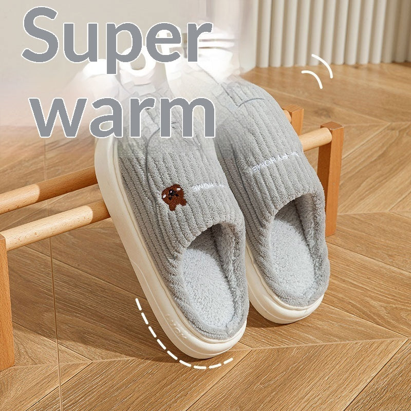 Women's Cotton Slippers For Winter Indoor Home Warmth With Fleece