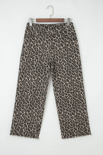 Yellow Leopard Straight Loose Leg Jeans