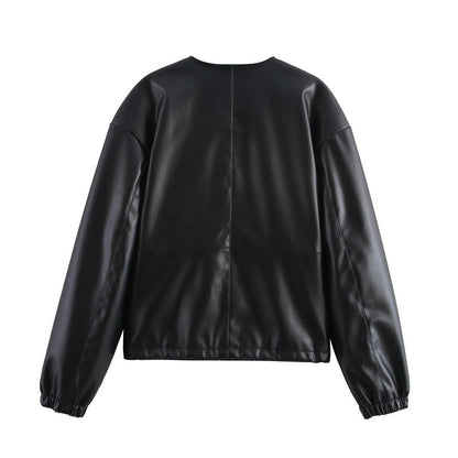 European And American Single-breasted Round Neck Short Jacket