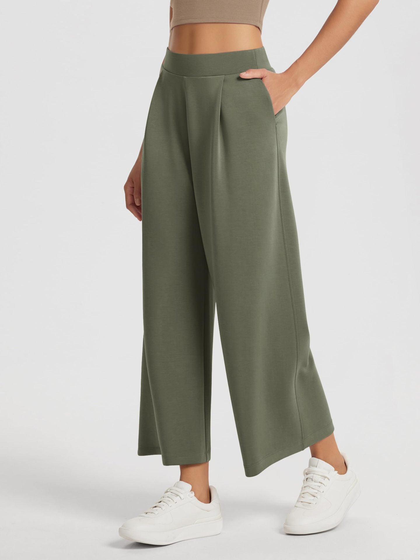 High Elastic Waist With Pocket Comfortable Casual Pants For Women