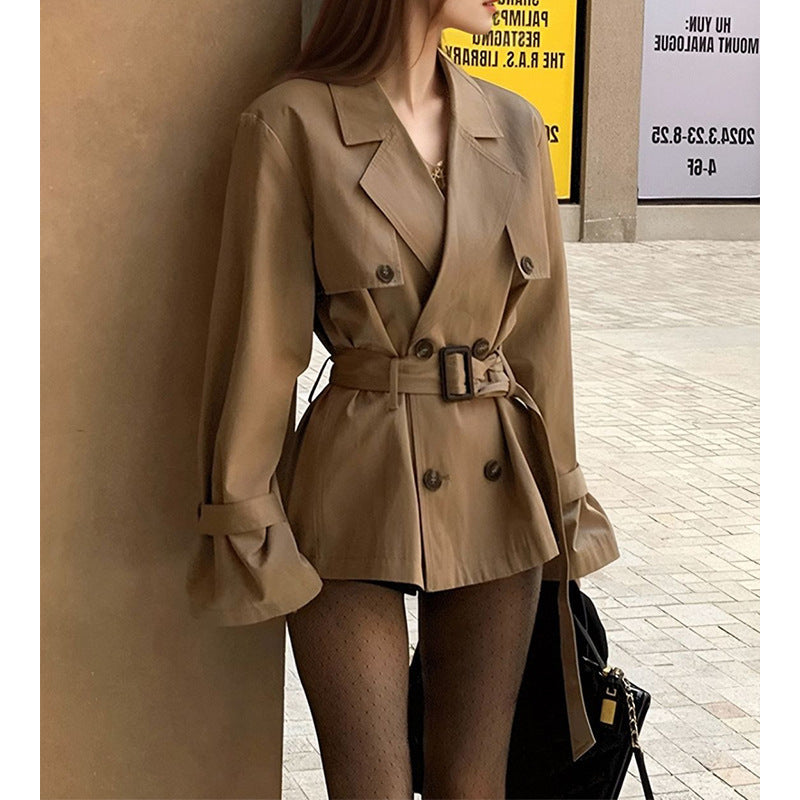 Versatile Loose Slimming Suit Collar Mid-length Coat