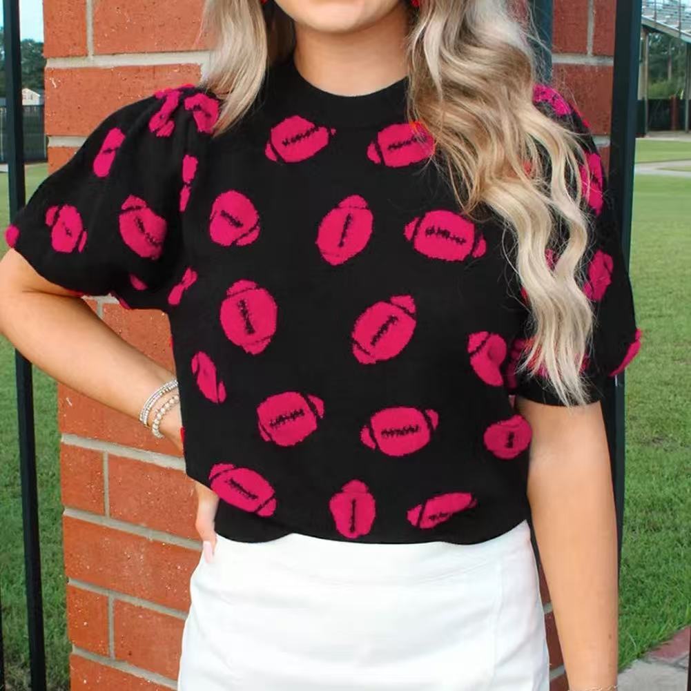 Women's High-grade Printed Casual Knitted Short Sleeve