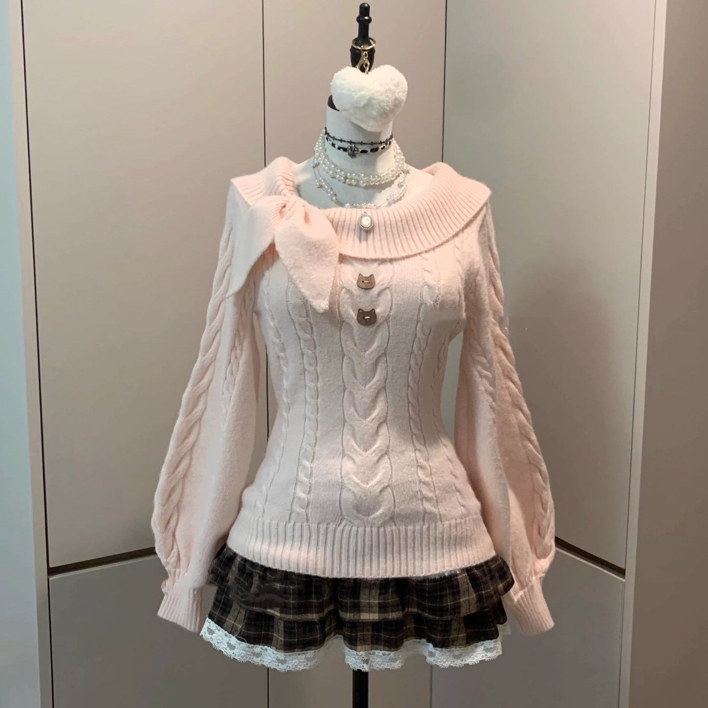 Ancient Early Cute Rabbit Ear Collar Waist-tight Slim Fit Sweater