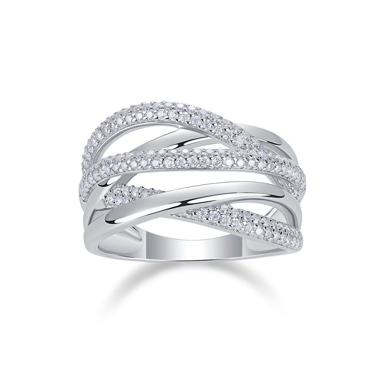 Brilliant Interweaving Moissanite Ring – S925 Silver & Platinum