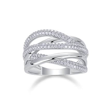 Brilliant Interweaving Moissanite Ring – S925 Silver & Platinum