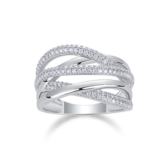 Brilliant Interweaving Moissanite Ring – S925 Silver & Platinum