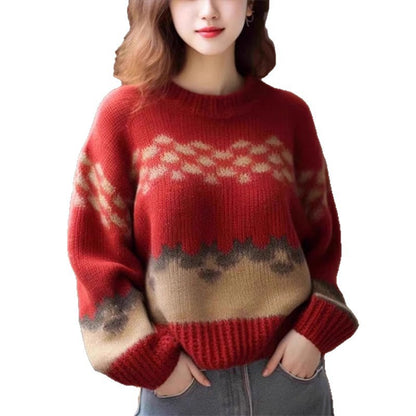 Soft Glutinous Idle Style Loose Red Younger Knitwear