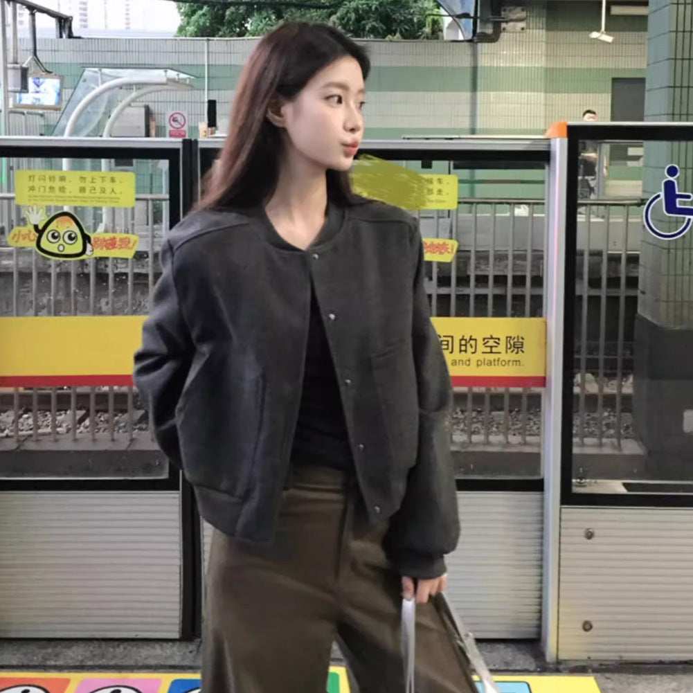Retro Short Baseball Jacket Women's Niche Loose Casual