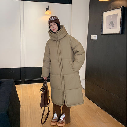 Women's Long Loose Thickening Keep Warm Hooded Cotton-padded Coat