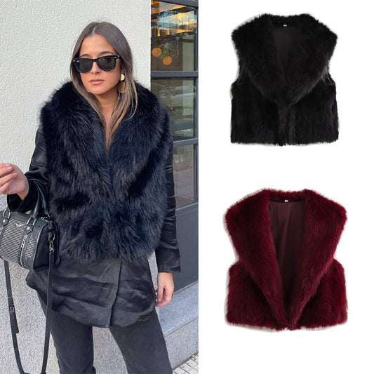 Artificial Fur Cardigan Sleeveless Vest Women's Outer Wear