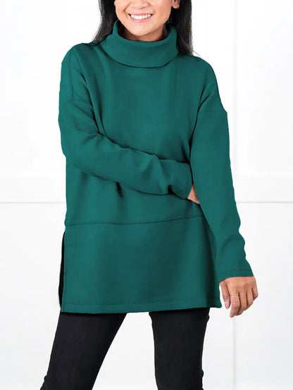 Large Size Multicolor Minimalism Turtleneck Top