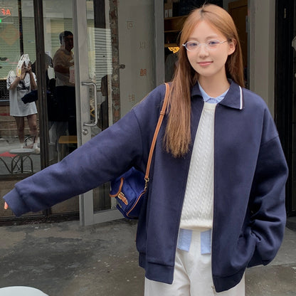 Sports Sweater Coat Women's Loose College Mid-length