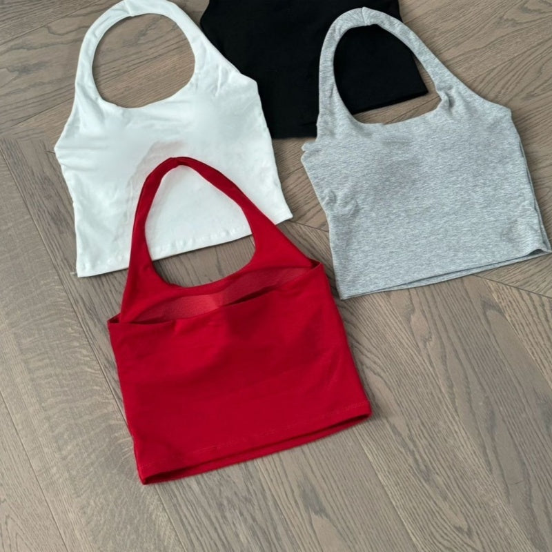 Dopamine Halter Spaghetti Straps Vest Female Summer With Chest Pad Sexy Beauty Back