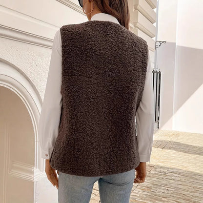 Fur Integrated Composite Loose Korean Outerwear Sleeveless Vest