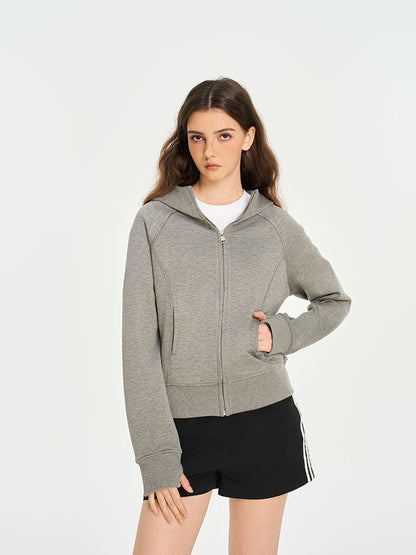 Women's Fashion Brand Solid Color Slim Gray Short Coat