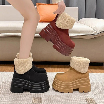 Short Plush Thickened Warm Platform Cotton Shoes