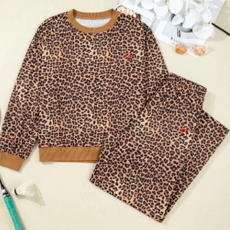 Leopard Print Pullover And Pants Set