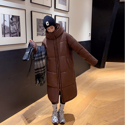 Women's Long Loose Thickening Keep Warm Hooded Cotton-padded Coat