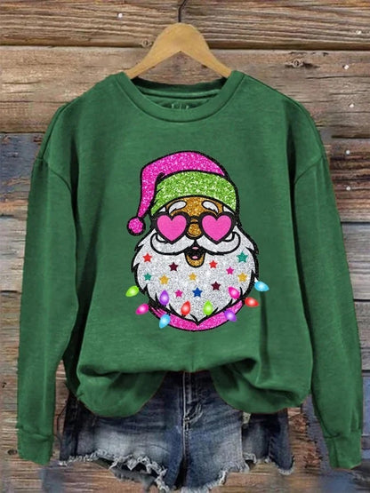 Christmas Element Printed Round-neck Non-hoodie Sweater