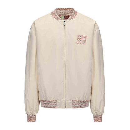 Ethnic Jacquard Stitching Thick Quilted Couple Baseball Uniform Jacket