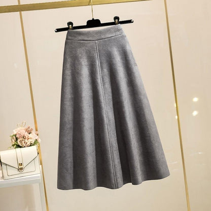 High Waist Slimming Mid-length Retro A- Line Large Hem Umbrella Skirt