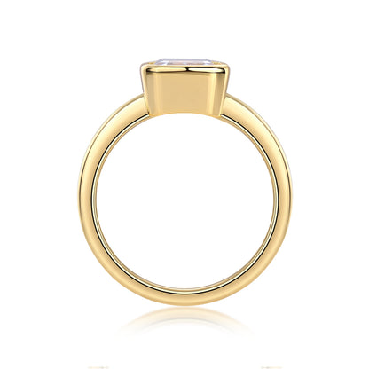 Pagoda Moissanite Diamond Ring – S925 Silver & Gold-Plated