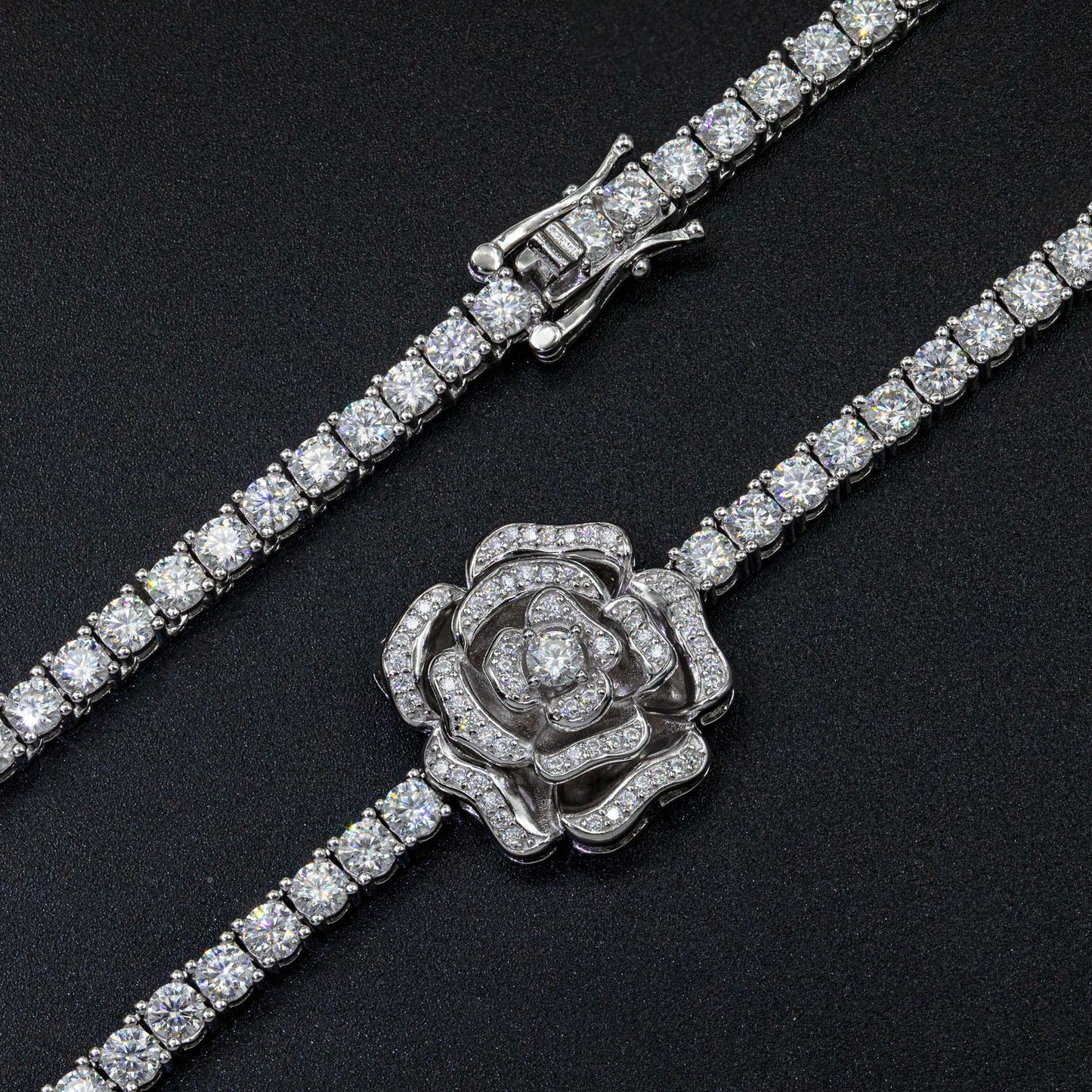 925 Silver Personalized Moissanite Rose Necklace