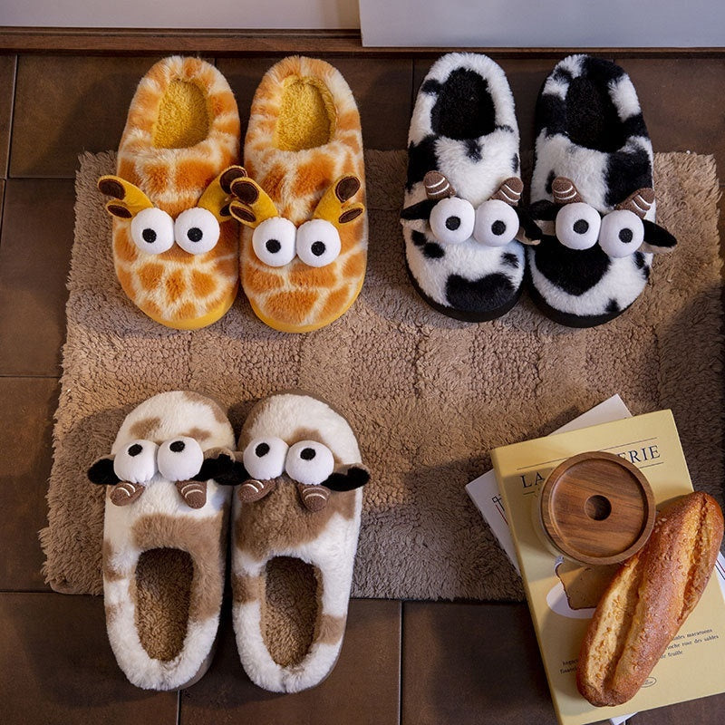Women's Cotton Slippers For Winter Indoor Home Warmth With Fleece
