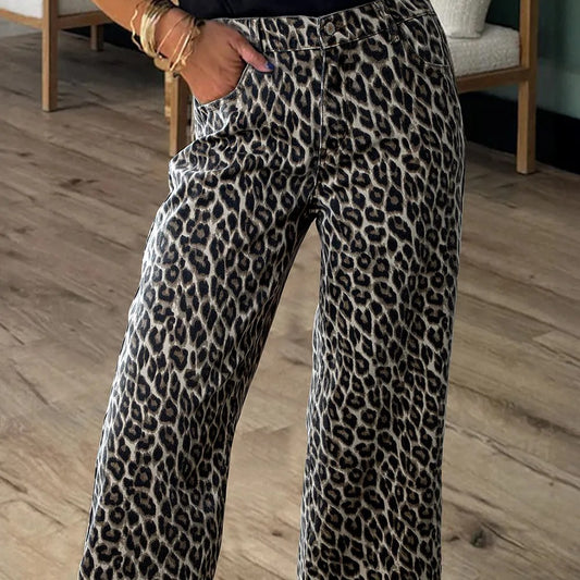 Yellow Leopard Straight Loose Leg Jeans