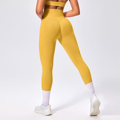 Seamless High-waisted Nine-inch Pants Pleated And Hip-lifting Fitness Pants