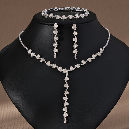 Rhinestone Pearl Earrings & Necklace Set for Women