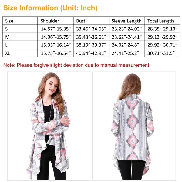 Women Open Front Cardigan Long Sleeve Shawl Neck Breathable Cardigan Well