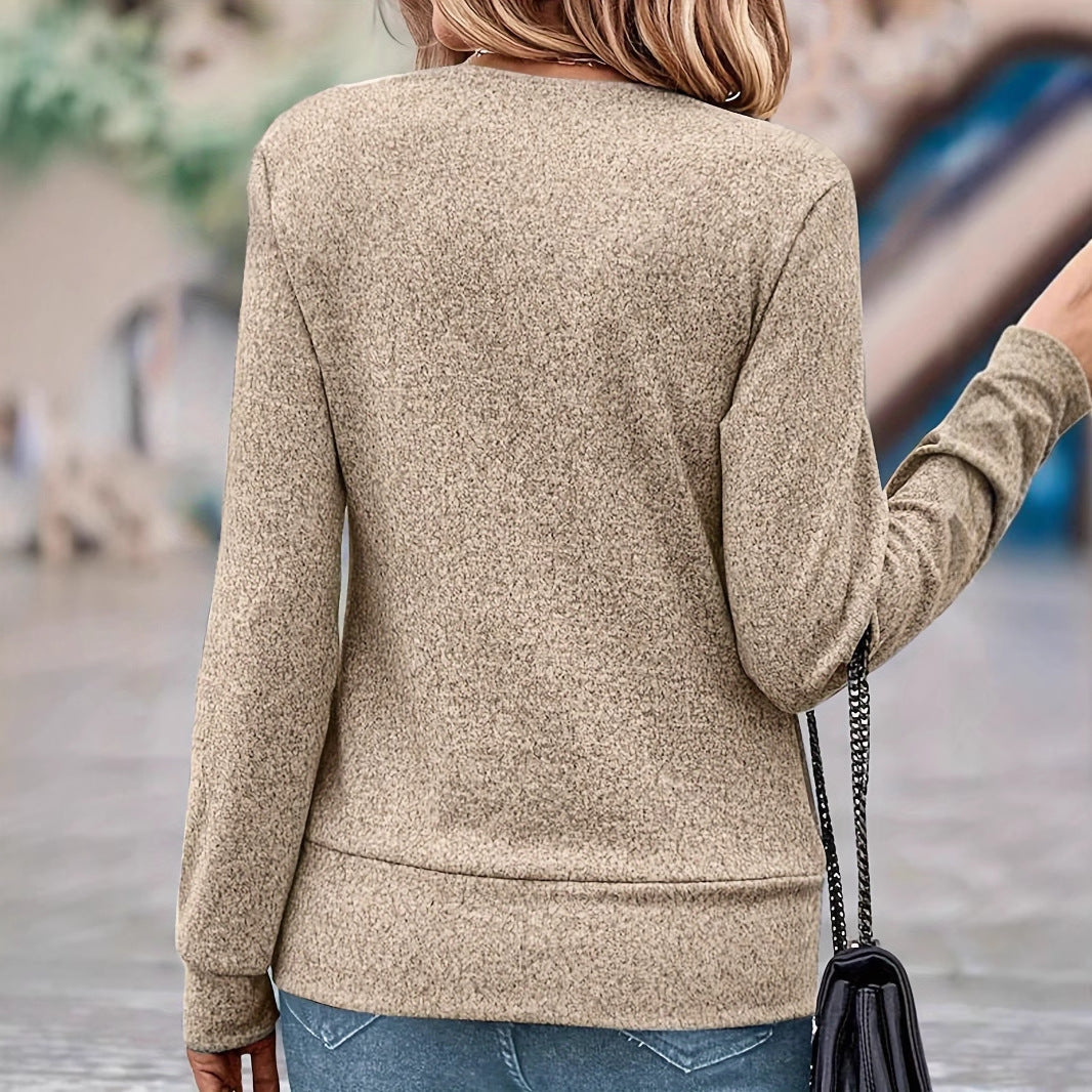 Women's V-neck Long-sleeved False Two-piece Suit Top