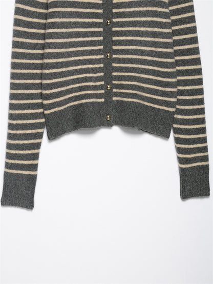 Pure Desire Style Loose Casual Striped Knitted Coat For Women