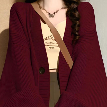 Retro Casual Laid-back Style Coat Sweater Mid-length