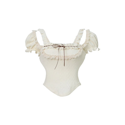 Apricot Knitted Top Brown Hip Skirt Shawl