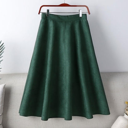 High Waist Slimming Mid-length Retro A- Line Large Hem Umbrella Skirt