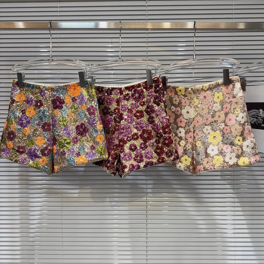 New Personalized Sequin Flower Shorts For Women