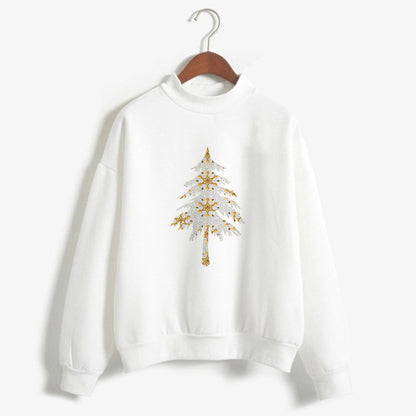 Christmas Printing Turtleneck Sweater Women