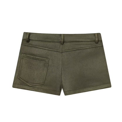 Women's Solid Color Suede Effect Suit Jacket Shorts