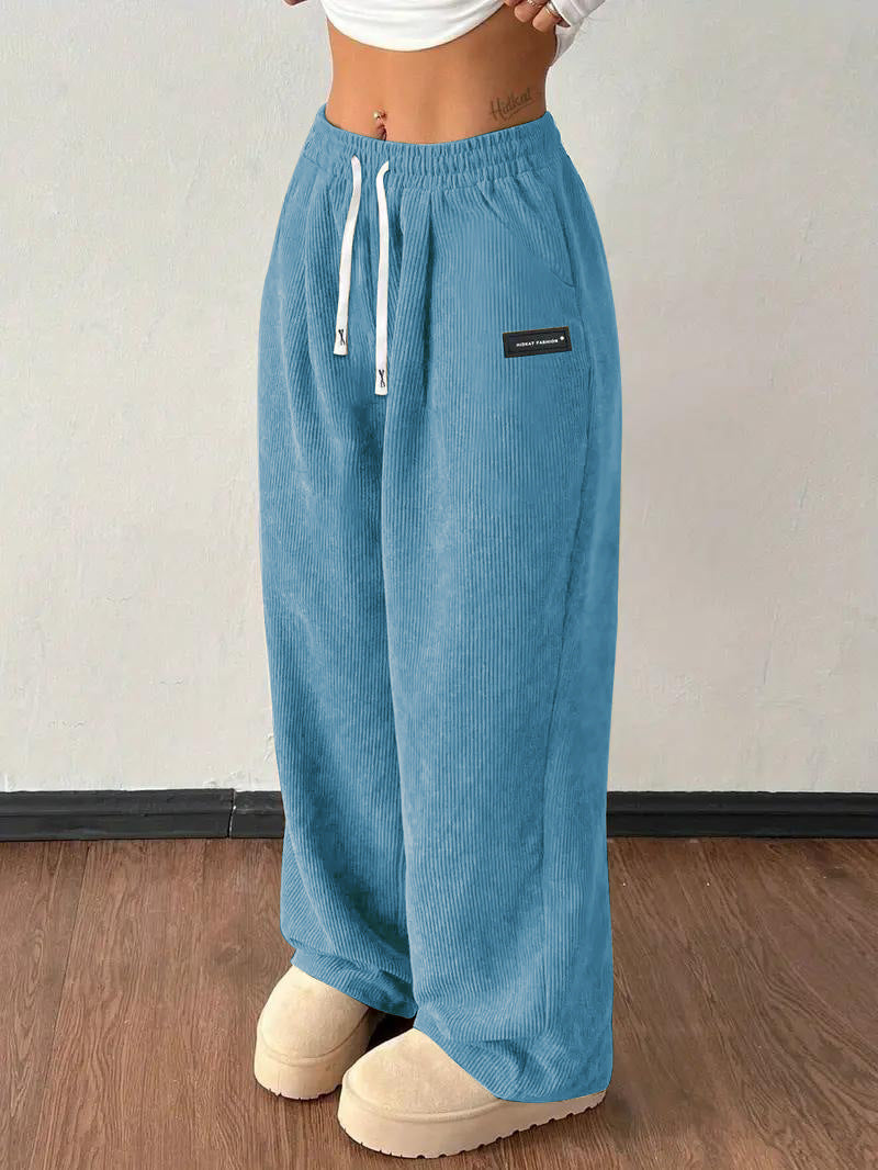 Loose Drawstring Solid Color Pocket Casual Versatile Pants Women's Pants
