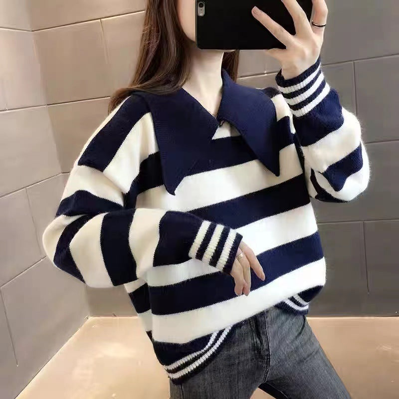 Loose Slimming Outside Wear Western Style Knitted Bottoming Shirt